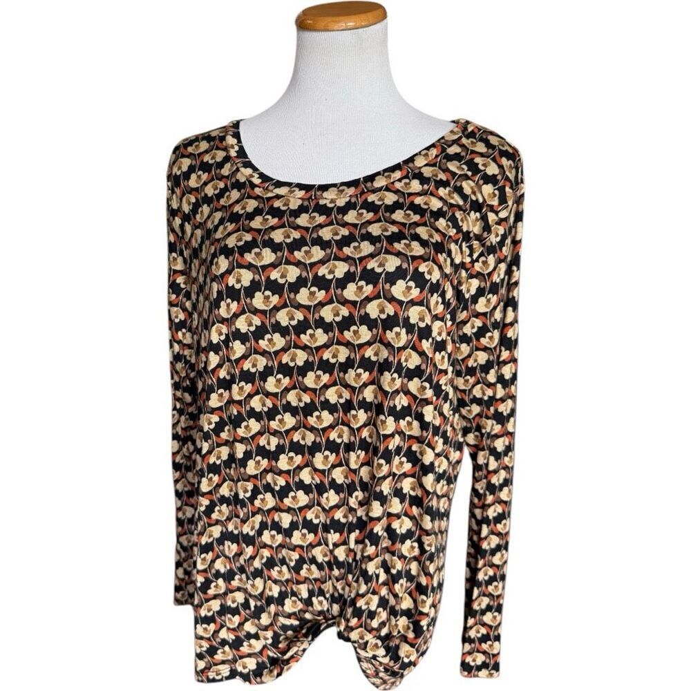 NWT Womens Nadine West Sheila Rose Floral Print Long Sleeve Knot Front Top - 2X